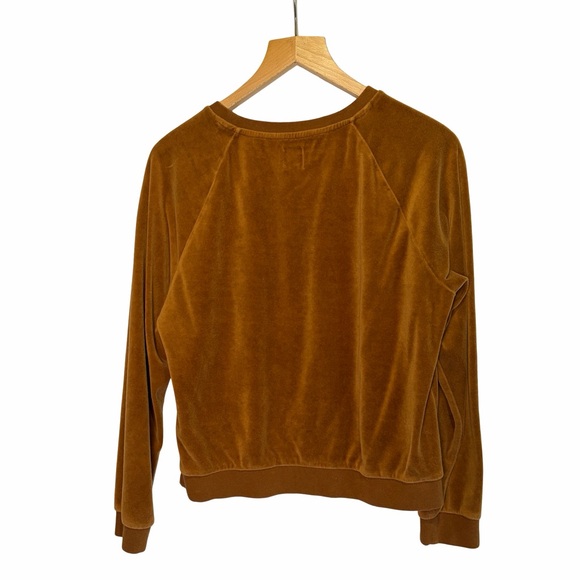 GAP Velour Crewneck Sweatshirt Velvet in Bright Brown, Size S - Picture 6 of 12
